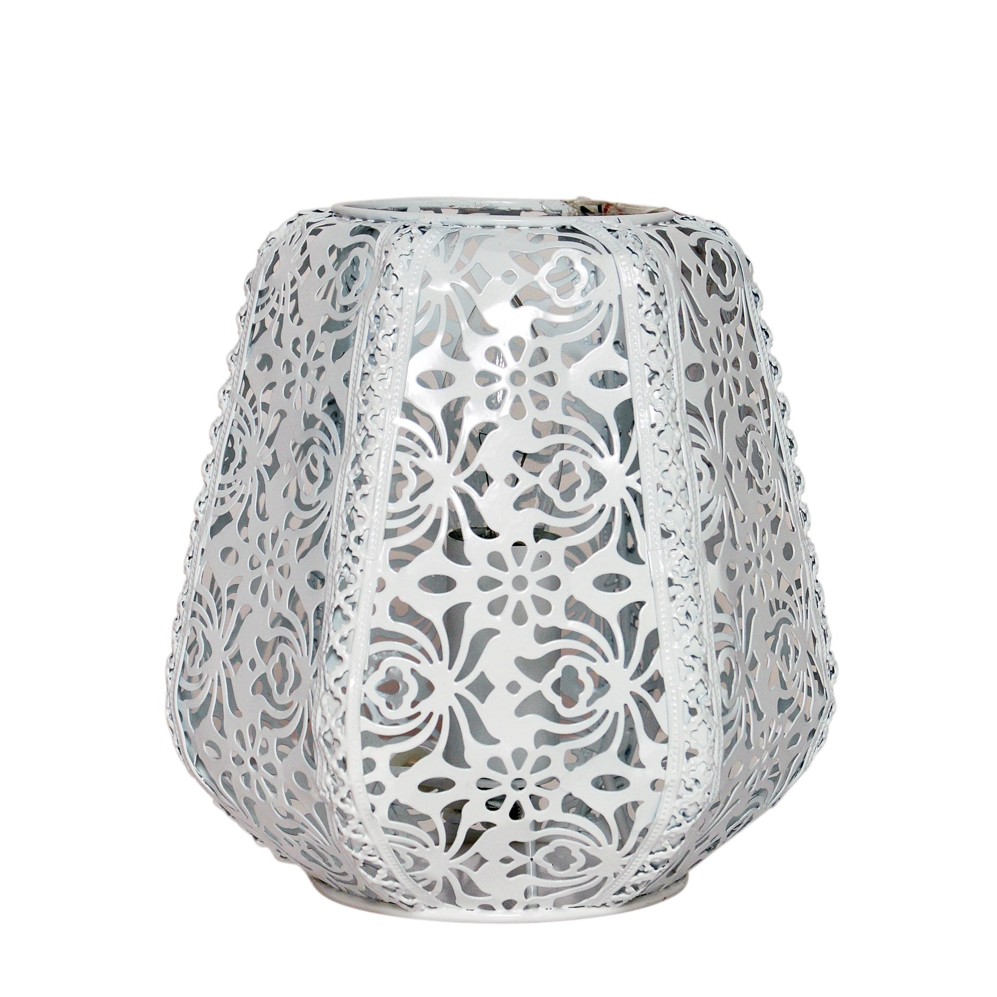 Lace Laser Cut Antique White Metal Table Lamp